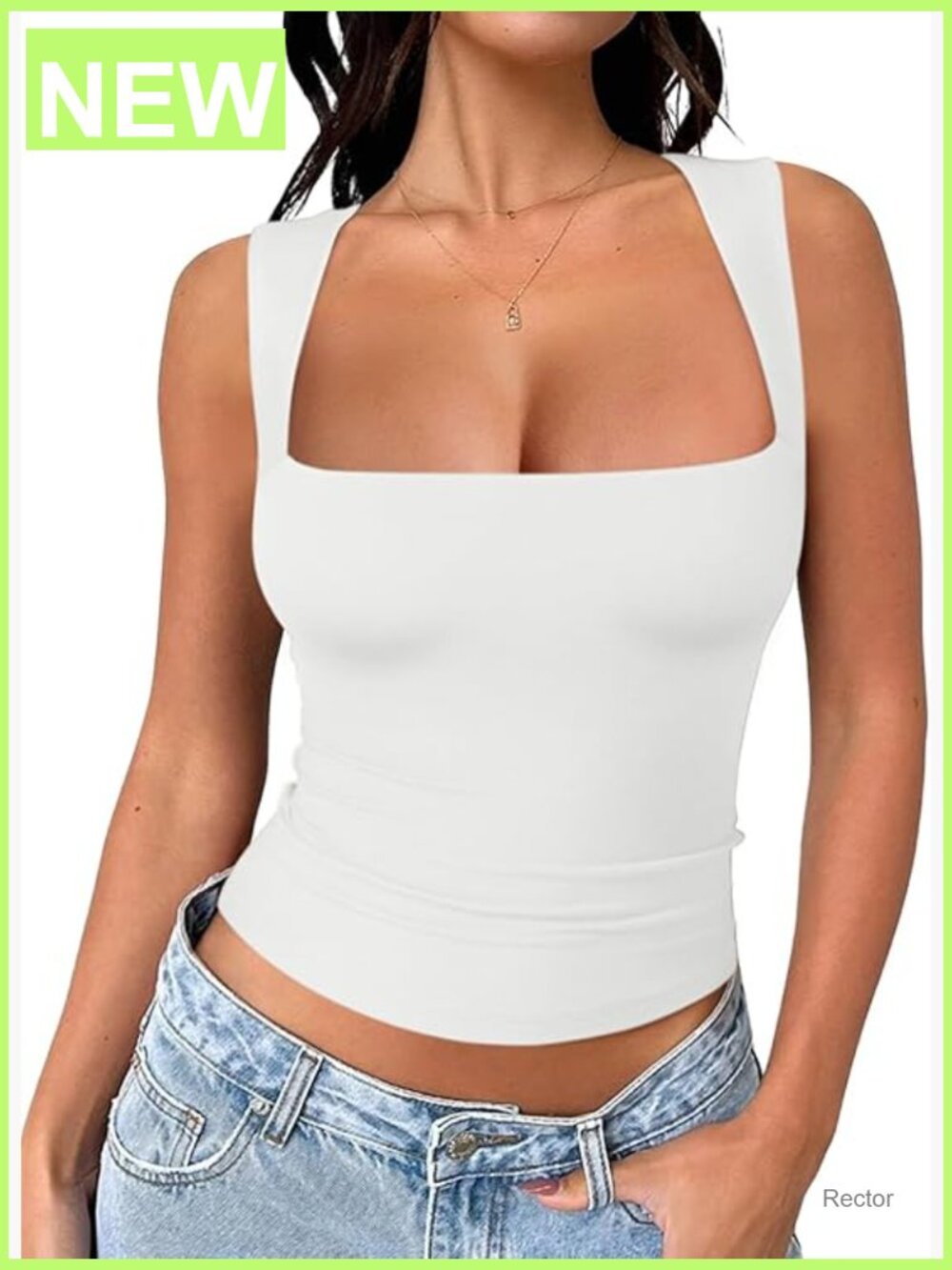 Square Neck Going Out Crop Tops Double Lined Basic Tank Tops 2026
